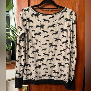 Starling 90’s Printed Carousel Horse Contrast Raw Edge Thermal Shirt Size Large